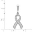 14k White Gold Polished and Satin Awareness Ribbon Pendant Cheap