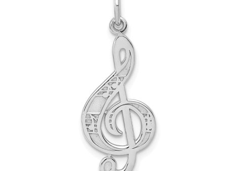 14k White Gold Treble Clef with Music Notes Pendant Fashion