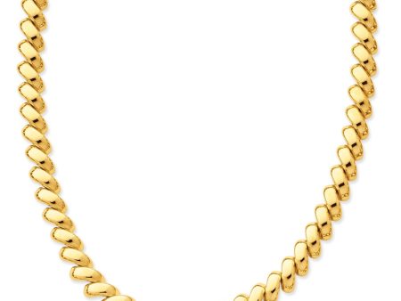 10mm 14k Yellow Gold Hollow San Marco Chain Necklace 17 Inch For Cheap