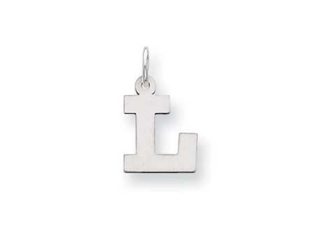 14k White Gold, Amanda Collection, Small Block Style Initial L Pendant Online now