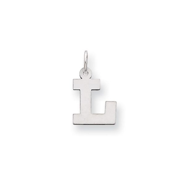 14k White Gold, Amanda Collection, Small Block Style Initial L Pendant Online now