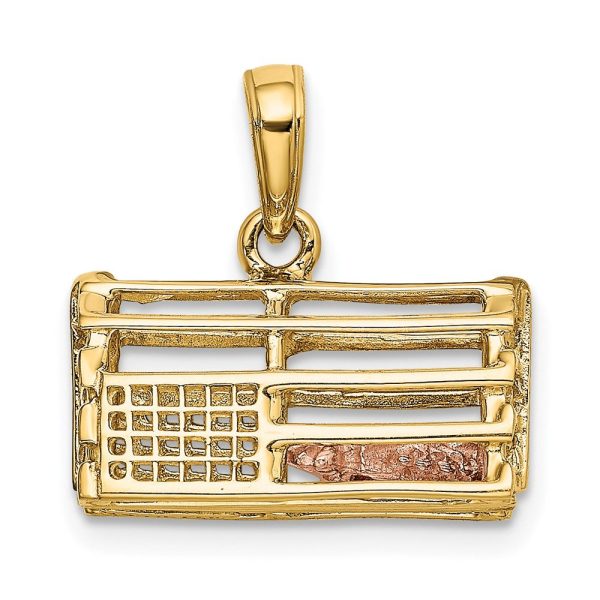 14k Two Tone Gold Large 3D Lobster Trap Pendant Online Hot Sale