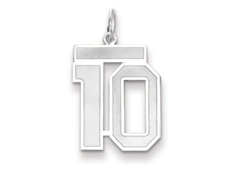 14k White Gold, Jersey Collection, Medium Number 10 Pendant For Sale