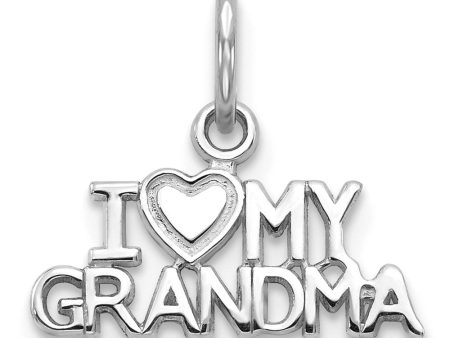 14k White Gold I Love My Grandma Charm or Pendant, 15mm Fashion