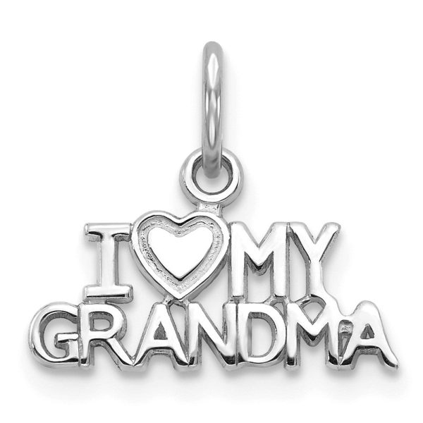 14k White Gold I Love My Grandma Charm or Pendant, 15mm Fashion