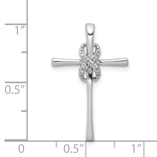 14k White Gold 0.04 Ctw Diamond Infinity Cross Slide Pendant, 16x26mm Online Sale