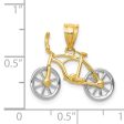 14k Two Tone Gold Small 3D Bicycle Pendant Online Hot Sale