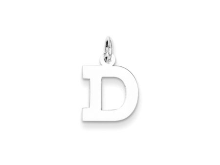 14k White Gold, Amanda Collection, Small Block Style Initial D Pendant Discount