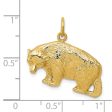 14k Yellow Gold 25mm Polished Textured Bear Pendant Cheap