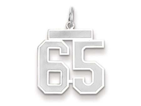 14k White Gold, Jersey Collection, Medium Number 65 Pendant Online now