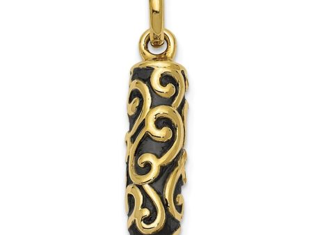 10k or 14k Yellow Gold Antiqued Scroll Cylinder Ash Holder Pendant Online Hot Sale