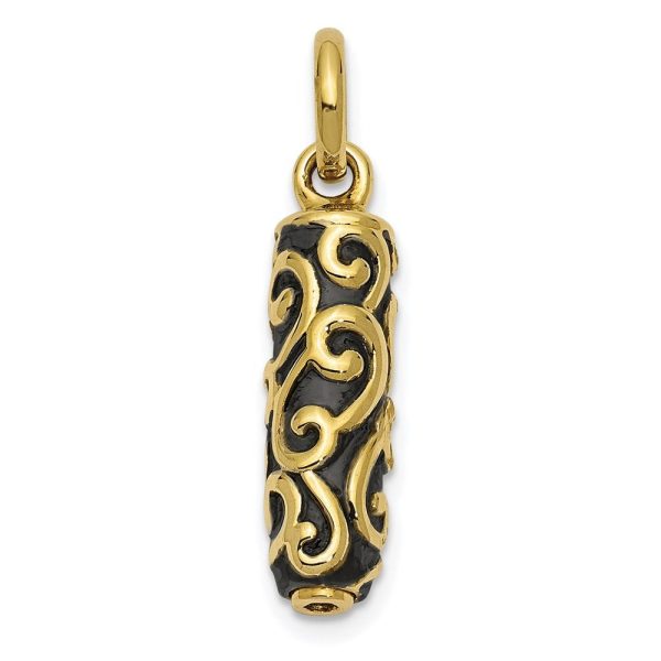 10k or 14k Yellow Gold Antiqued Scroll Cylinder Ash Holder Pendant Online Hot Sale