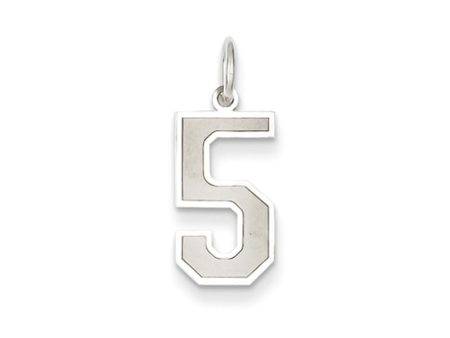 14k White Gold, Jersey Collection, Medium Number 5 Pendant Discount