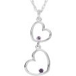 Double Heart Amethyst Necklace in Sterling Silver, 18 Inch on Sale