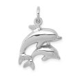 14k White Gold Mother and Baby Dolphin Charm Discount