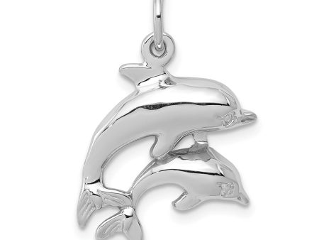 14k White Gold Mother and Baby Dolphin Charm Discount