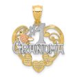 14k Two Tone Gold and White Rhodium #1 Grandma Hearts Pendant, 20mm Online Hot Sale