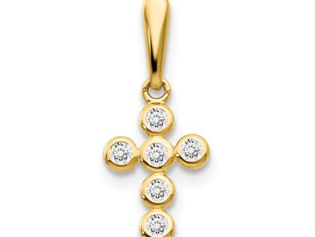 14k Yellow Gold and Cubic Zirconia Jeweled Cross Pendant, 10mm Fashion