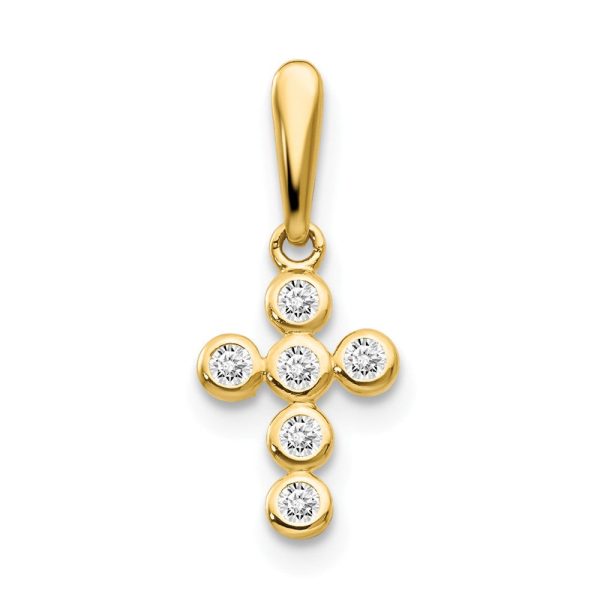 14k Yellow Gold and Cubic Zirconia Jeweled Cross Pendant, 10mm Fashion