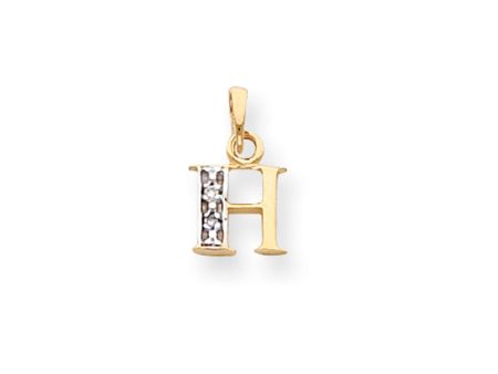 The Chloe Mini Diamond Accent initial H Pendant in 14k Yellow Gold Online Hot Sale