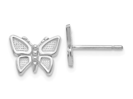 10mm Textured Butterfly Post Earrings in 14k White Gold Online Hot Sale