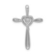 14k White Gold 0.05 Ct Diamond Heart Cross Slide Pendant, 19 x 29mm For Discount