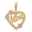 14k Tri Color Gold Floral Nana Heart Pendant, 17mm Sale