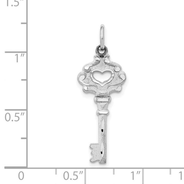 14k White Gold Key with Cutout Heart Bow Charm Online Sale