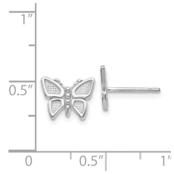 10mm Textured Butterfly Post Earrings in 14k White Gold Online Hot Sale