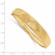 13mm 14k Yellow Gold Polished Textured Tapered Hinged Bangle Bracelet For Cheap