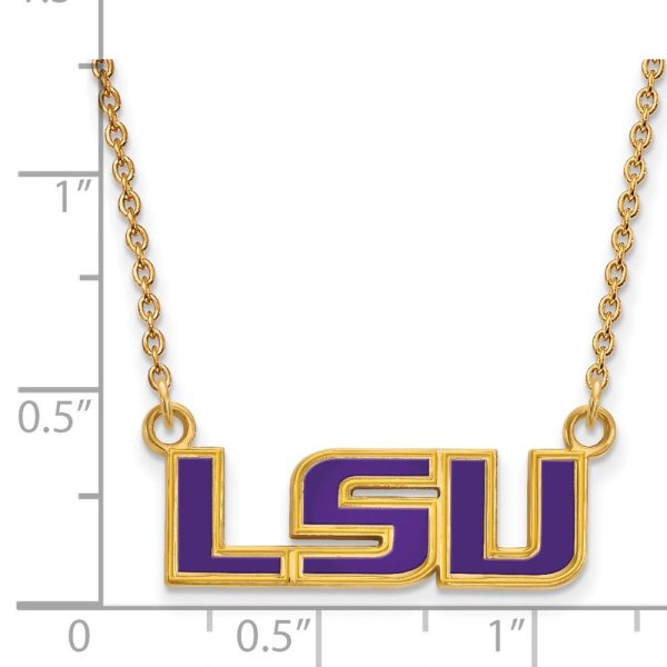 14k Gold Plated Silver Louisiana State Sm Enamel Pendant Necklace on Sale