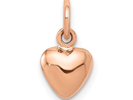 14k Rose Gold Puffed Heart Charm or Pendant, 7mm (1 4 inch) Online now