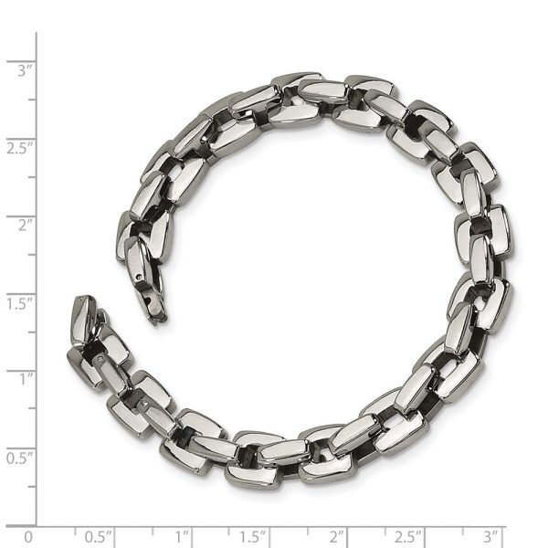 Men s Stainless Steel Polished 10mm Square Link Chain Bracelet, 9 Inch on Sale