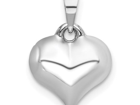 14k White Gold Puffed Heart Charm and Pendant, 12mm Sale