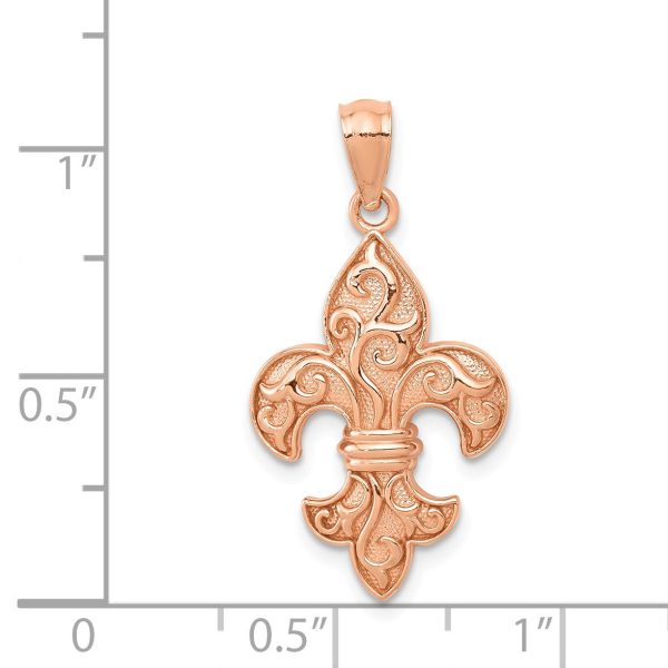 14k Rose Gold Fleur De Lis Pendant, 14mm (9 16 inch) Online Sale