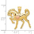 14 Two Tone Gold Prancing Horse with Pink Heart Pendant Hot on Sale