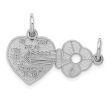 14k White Gold Key and Heart Set of 2 Charm or Pendants, 23mm Online Hot Sale