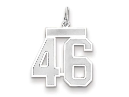 14k White Gold, Jersey Collection, Medium Number 46 Pendant Online Sale