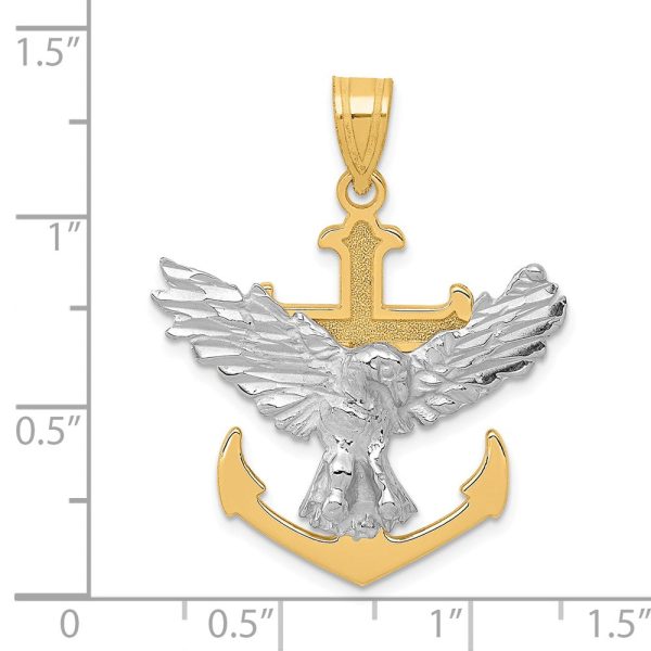 14k Two Tone Gold Mariner s Cross & Eagle Pendant, 28 x 35mm Fashion