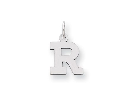 14k White Gold, Amanda Collection, Small Block Style Initial R Pendant For Cheap