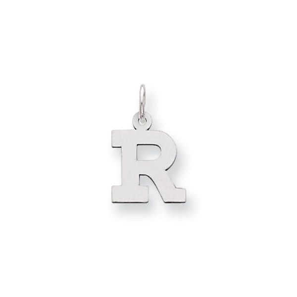 14k White Gold, Amanda Collection, Small Block Style Initial R Pendant For Cheap