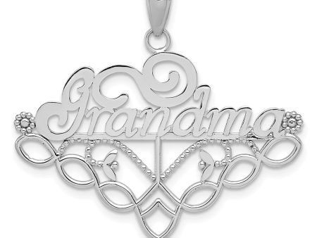 14k White Gold Grandma Birthstone Charm Holder Pendant, 33mm on Sale