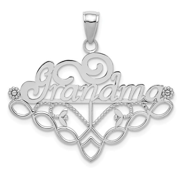 14k White Gold Grandma Birthstone Charm Holder Pendant, 33mm on Sale