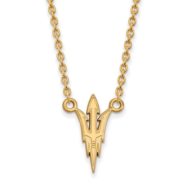 14k Gold Plated Silver Arizona State Lg Trident Pendant Necklace Online Hot Sale