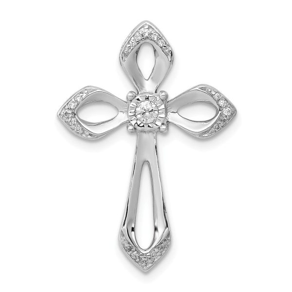 14k White Gold 1 8 Ctw Diamond Passion Cross Slide Pendant, 18 x 27mm Sale