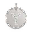 1 20 Ctw G-H, I1 Diamond Initial 17mm Sterling Silver Pendant Letter Y Online Sale