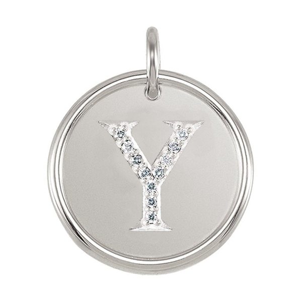 1 20 Ctw G-H, I1 Diamond Initial 17mm Sterling Silver Pendant Letter Y Online Sale