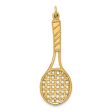 14k Yellow Gold Large 3D Tennis Racquet Pendant Discount