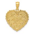 14k Tri Color Gold #1 Mom Reversible Heart Pendant, 18mm Online now