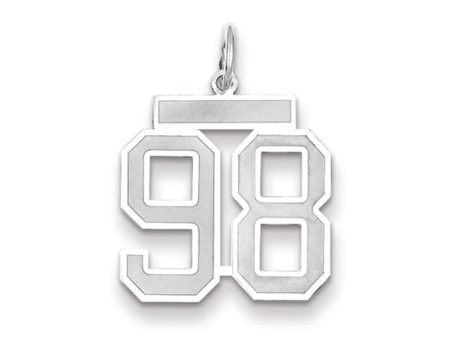 14k White Gold, Jersey Collection, Medium Number 98 Pendant Cheap